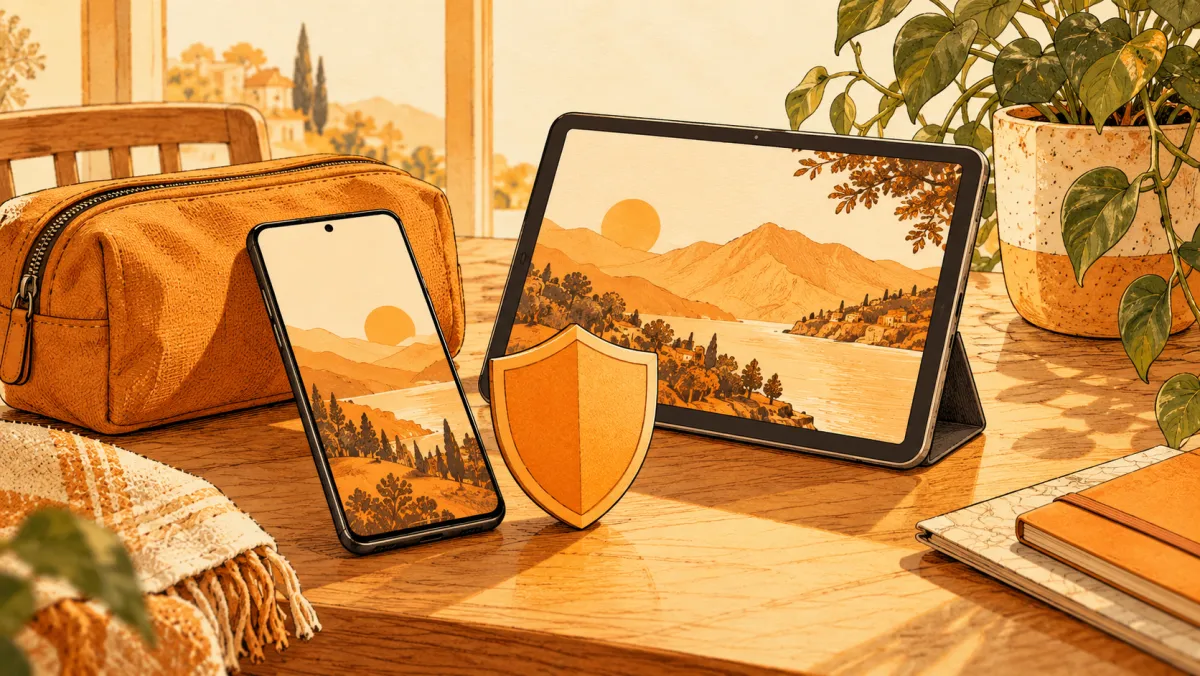 A phone, tablet and shield