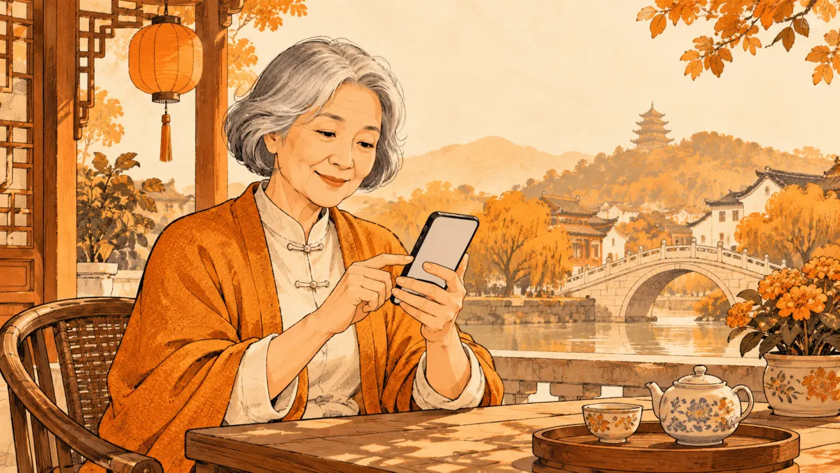 A woman using a phone