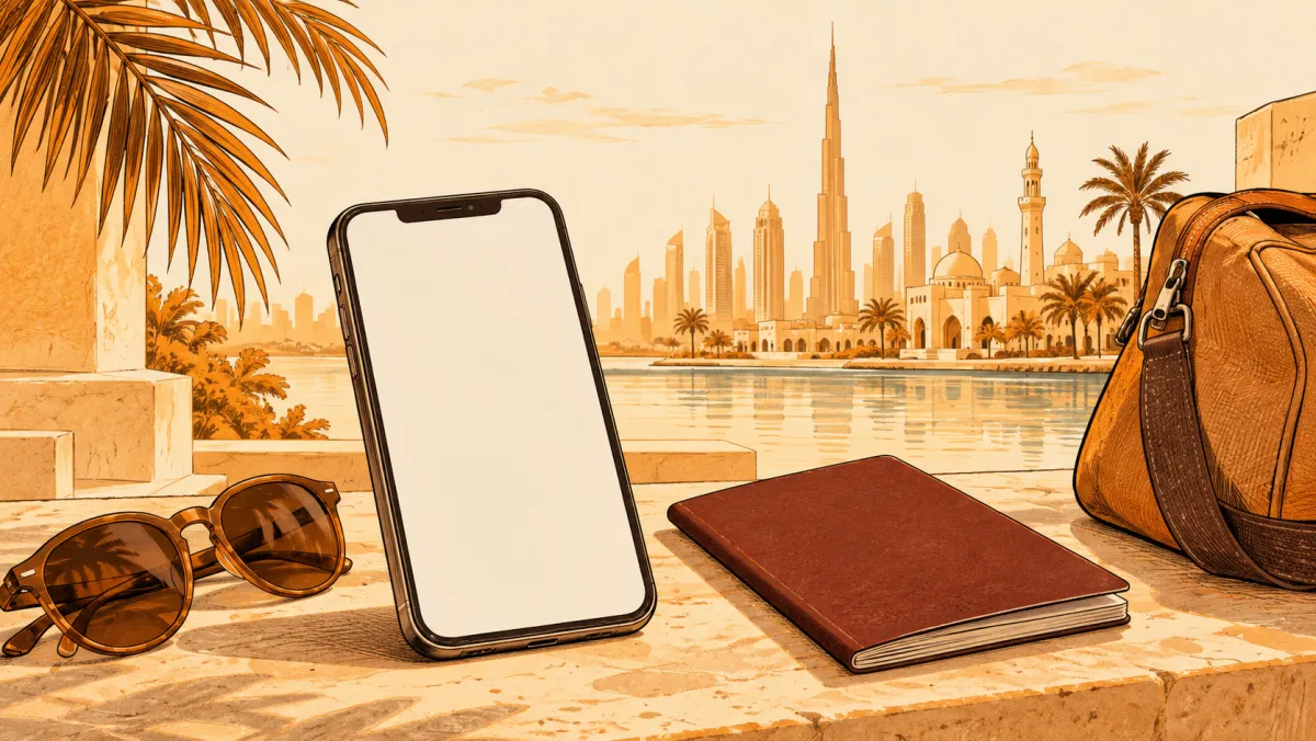 A phone with travel luggage
