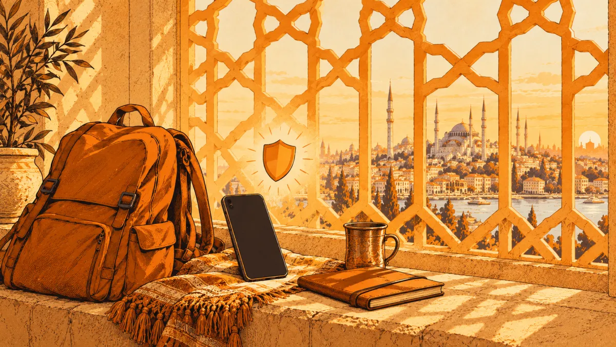 A phone with travel luggage