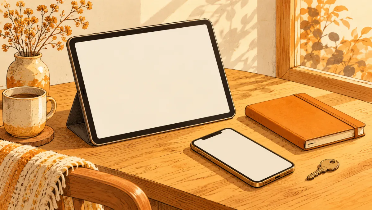 A tablet on a table