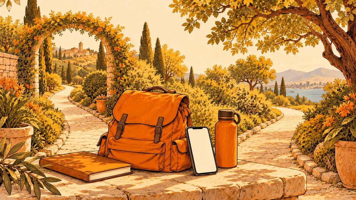 A phone with travel luggage