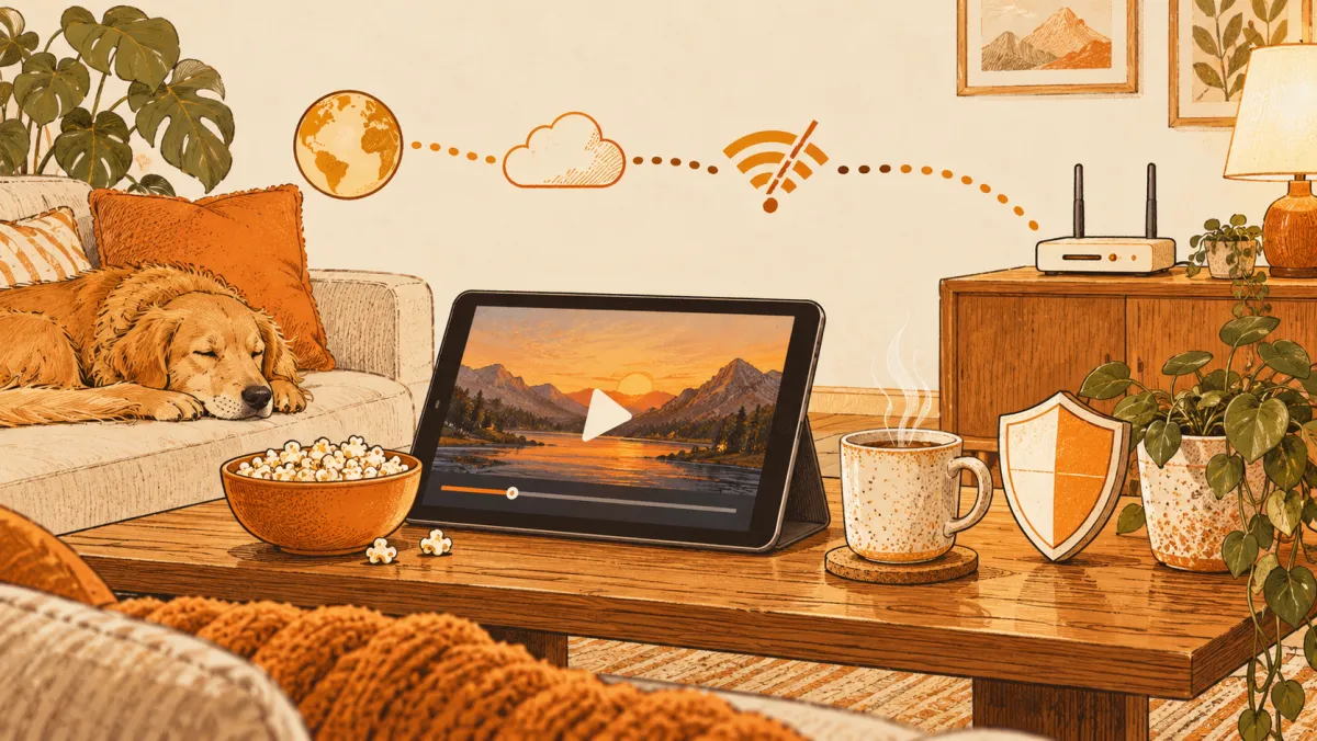 A tablet, router and shield in a living room