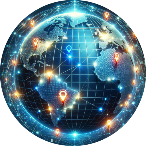 Image of a 3D digital globe with bright, glowing markers in over 38 countries, representing Tegant VPN's extensive server network